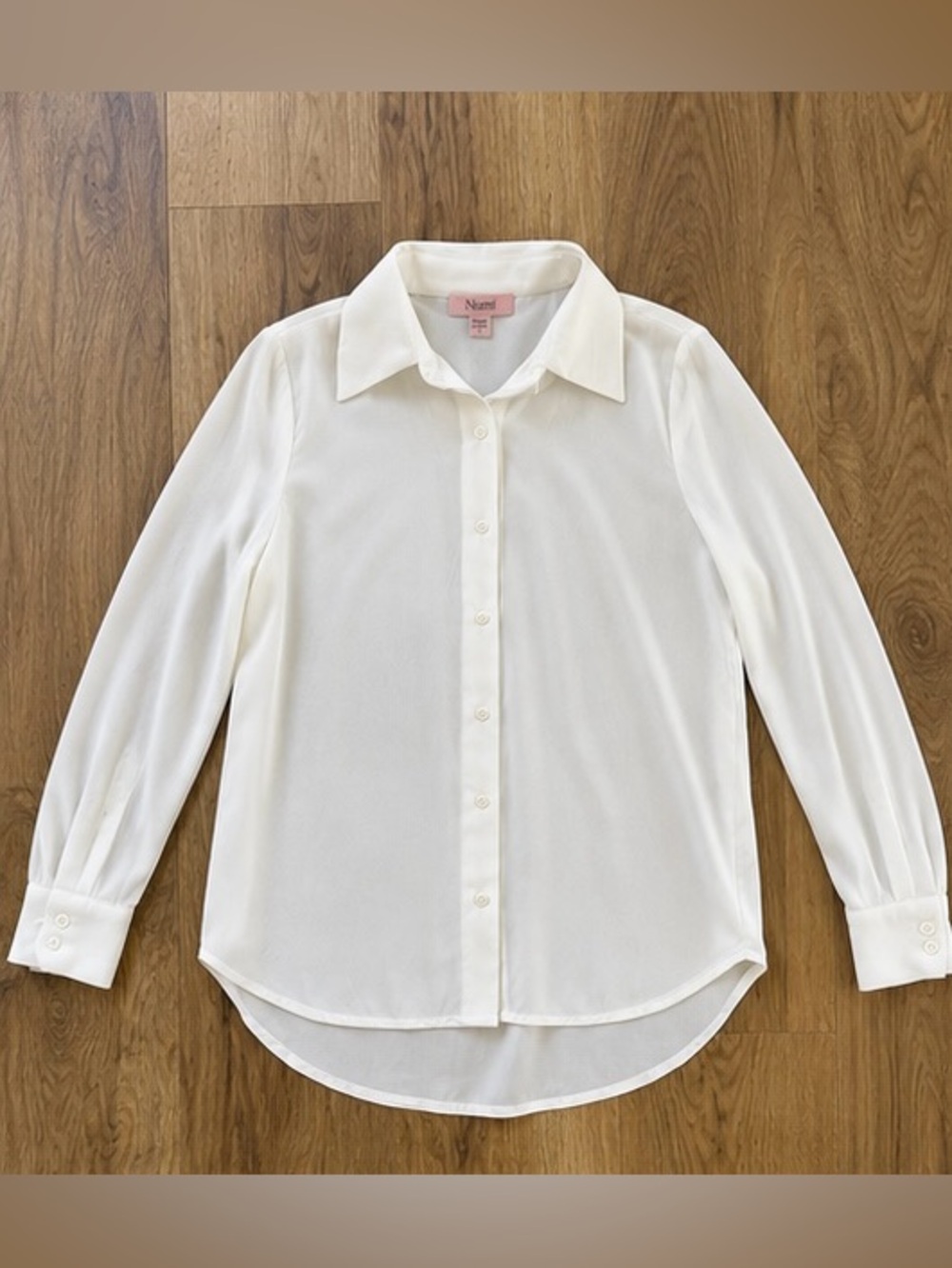 Numi White/Ivory Long Sleeve Button-Up Blouse